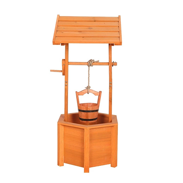Wooden Wishing Well Garden Planter