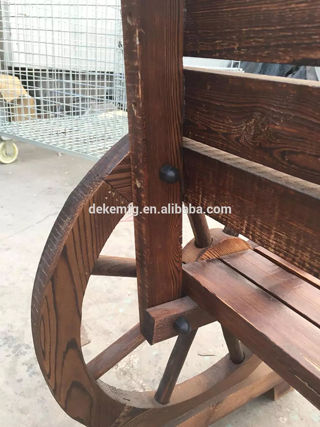 Wooden Wagon Wheel Bench2